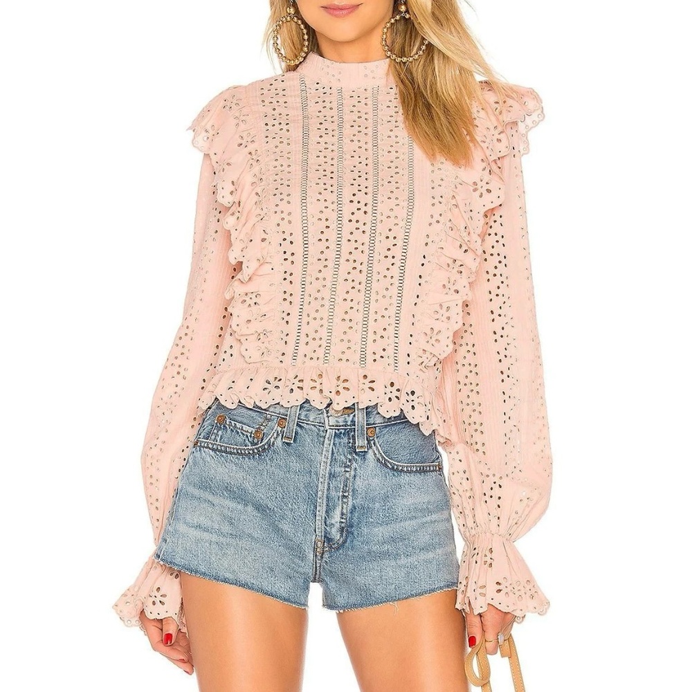 Tularosa El Segundo Eyelet Long Sleeve Top